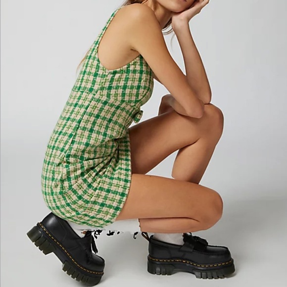 Urban Outfitters Dresses & Skirts - Urban Outfitters Green Tweed Lily Printed Bow Mini Dress